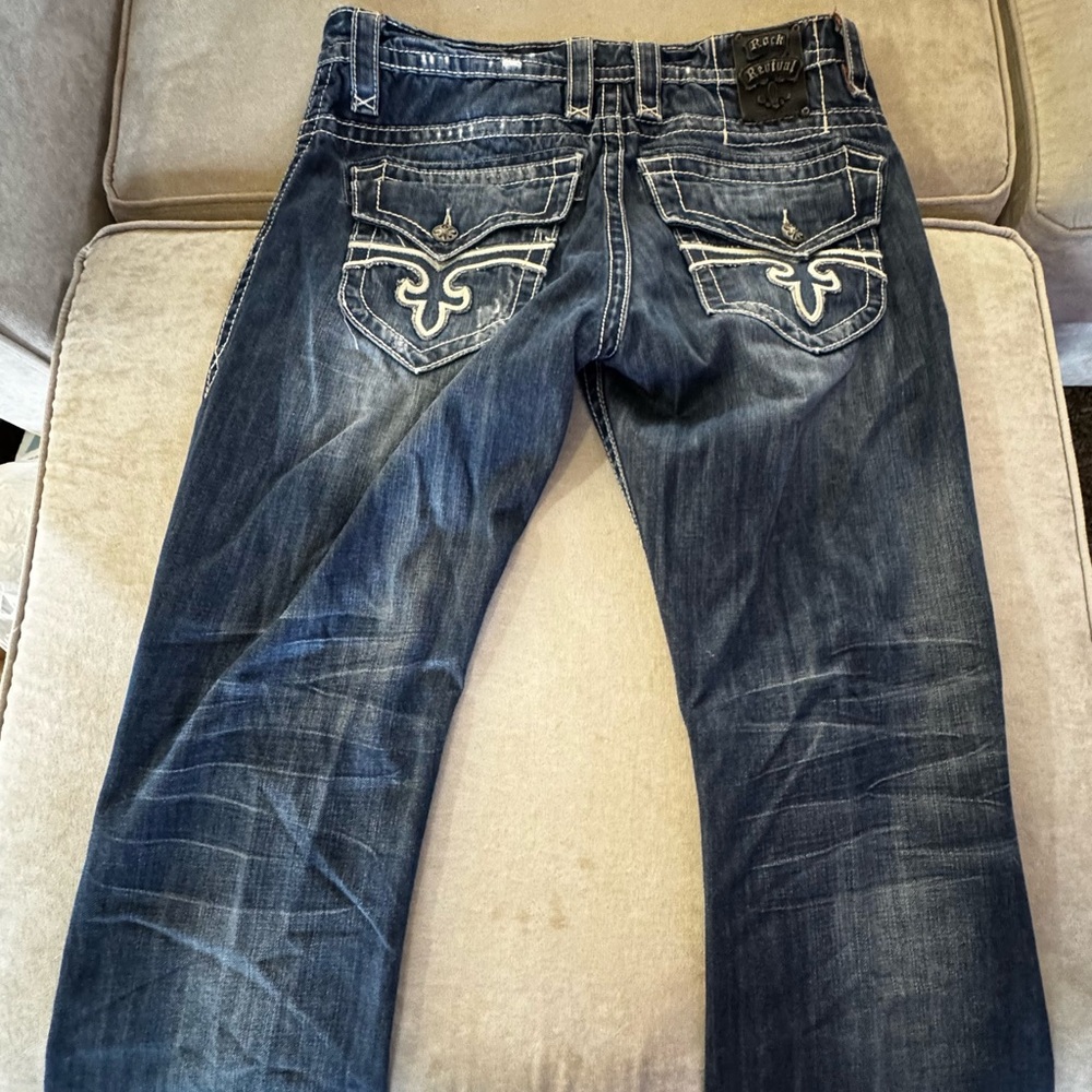 Rock Revival Men's Straight Jeans in Dark Blue